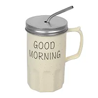 EFINITO Good Morning Coffee Mug with Metal Straw - 450 ML-thumb3