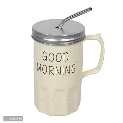 EFINITO Good Morning Coffee Mug with Metal Straw - 450 ML-thumb4