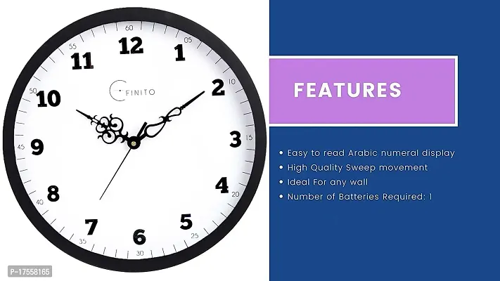 EFINITO 12.5 Inches Stylish White Silent Wall Clock for Home Living Room Bedroom Office-thumb5