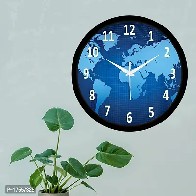 EFINITO 12 inch Wall Clock with World map Print Silent for Room Home Kitchen Bedroom Office-thumb3