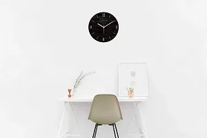 EFINITO Black Wall Clock 8 Inch Silent Non Ticking Quartz Battery Operated Easy to Read Decorative Round Sleek Design for Home Kitchen Bedroom Office Living Room Clocks, Silver Numbers-thumb4