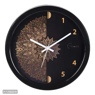 EFINITO 12.5 Inches Wall Clock for Home Living Room Bedroom Office Hall Kids Room (Silent Movement, Black Frame) IT-20-thumb0