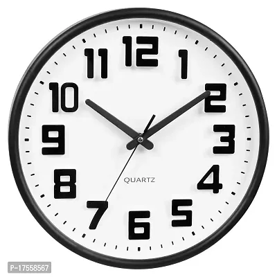 Efinito 12 Inch Large Number Wall Clock for Home Decorative, Battery Operated, Easy to Read for Home, Office, Living Room, Bedroom,Kids Room (Black)-thumb2