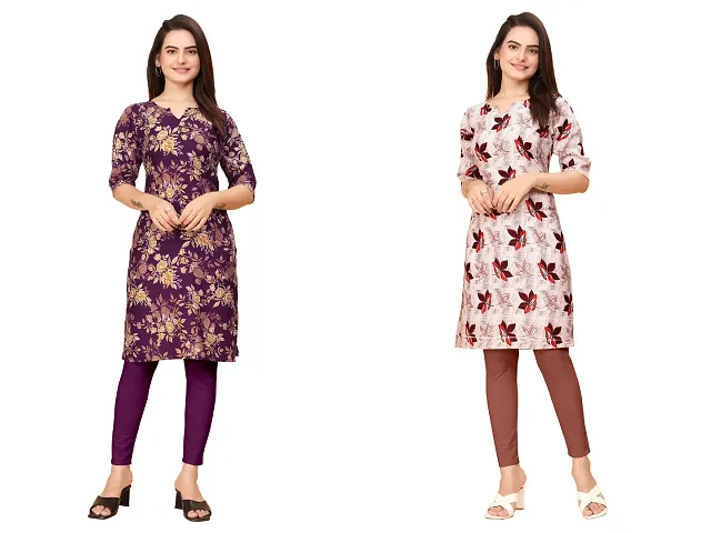 Stylish Crepe Printed Kurti - Pack of 2