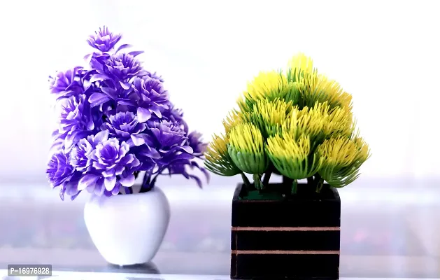 Colourful Artificial Plant With Pot For Home Pack Of 2