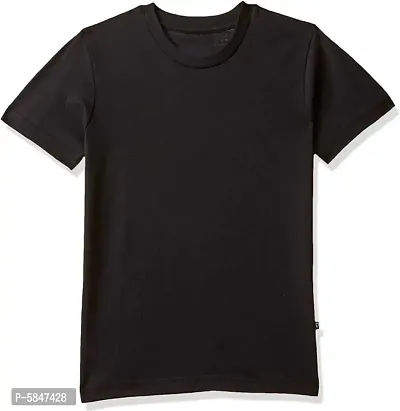 BuyMeIndia- (Pack of 1) Boys Solid Cotton Blend T Shirt (Black)(5-6)Years