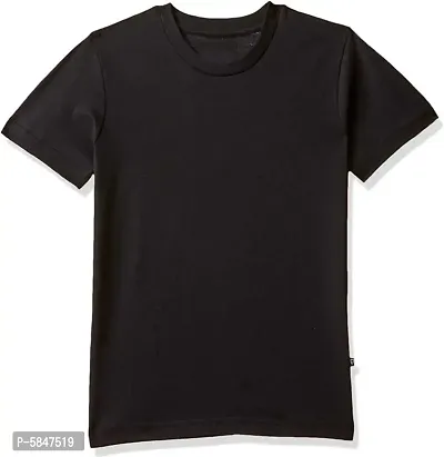 BuyMeIndia - (Pack of 1) Boys Solid Cotton Blend T Shirt (Black)(6-7)Years