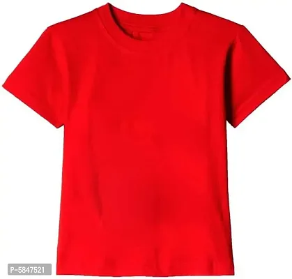 BuyMeIndia- (Pack of 1) Boys Solid Cotton Blend T Shirt  (Red)(5-6)Years