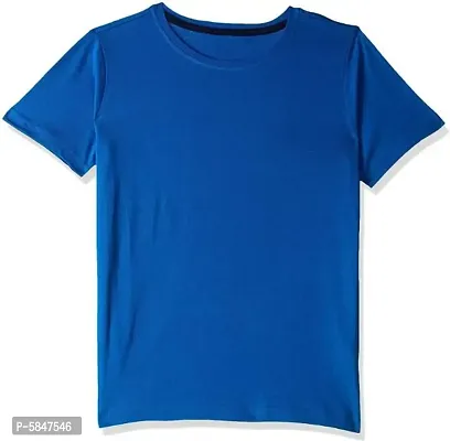BuyMeIndia- (Pack of 1) Boys Solid Cotton Blend T Shirt (Blue)(5-6)Years