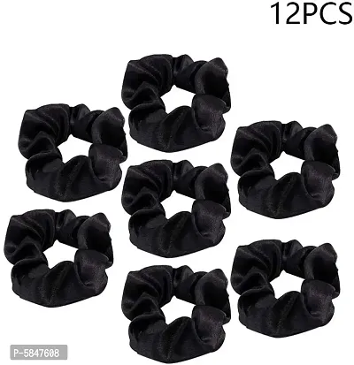 BuyMeIndia- (Pack of 12) Black Velvet hair band Scrunchies Bands Elastics Velvet Hair Bands for Women, velvet hair bands for girls latest-thumb0