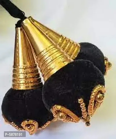 (Pack of 1) Black Velvet South Indian Traditional Hair Bharatanatyam Savaram Kunjalam-thumb3