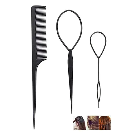Black Topsy Tail Hair Braid Plastic Ponytail Maker Hair Accessory Sets for Women and Girls