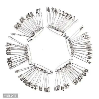 BuyMeIndia- (Pack of 60) Silver Safety Pin Silver Plated Metal Dupatta Saree Safety Pins, Lock Pin for Women/Girls