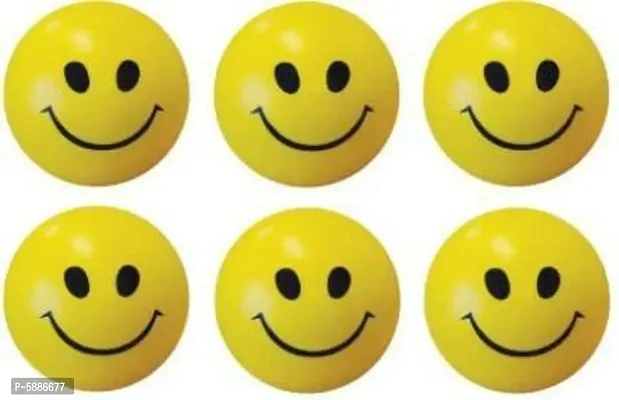 BuyMeIndia - (Pack of 6) Smiley Face Squeeze Ball Yellow Ball Stress Reliver Ball