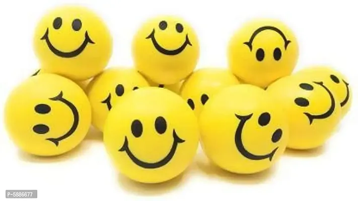 BuyMeIndia - (Pack of 6) Smiley Face Squeeze Ball Yellow Ball Stress Reliver Ball-thumb3