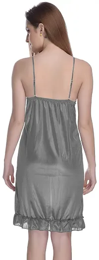 Madam Satin Nighty | Hot Dress for Honeymoon | First Night Anniversary for Women | Sexy Night Dress | Nighty for Women Grey-thumb2