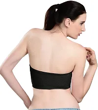 Madam Women's & Girls Silky Smooth Bandeau Stretch Seamless Strapless Tube Bra (Pack of 2) White,Black-thumb1