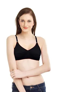 Women T-Shirt Non Padded Bra (32, Coral Red, Black)-thumb2