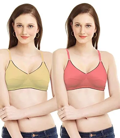 Women T-Shirt Non Padded Bra (30, Red, Skin)