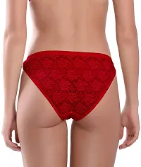 Madam Women's and Girls Honeymoon Designer Low Waist Full Net Sexy Bikini Panty Red, M-thumb1