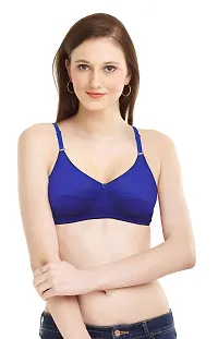 Women T-Shirt Non Padded Bra (36, Coral Red, Blue)-thumb3