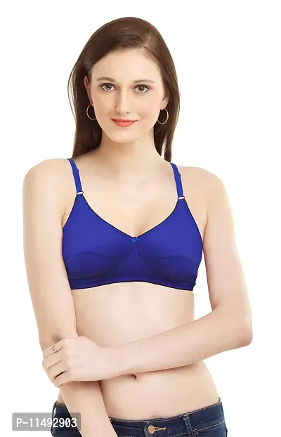 Women T-Shirt Non Padded Bra (36, Coral Red, Blue)-thumb4