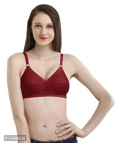 Madam Cross Over Perfect Fitted Bust Controller 100% Cotton Everyday Women's Full Coverage Bras (Pack of 1) Maroon