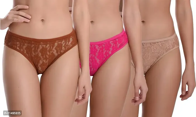 Madam Women's and Girls Lace Bikini Panty (Pack of 3)