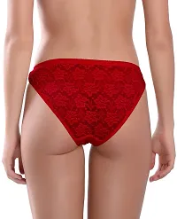 Madam Fancy Lycra Full Net Designer Girls/ Women Bikini Panty (Pack of 2) Red,Pink-thumb2