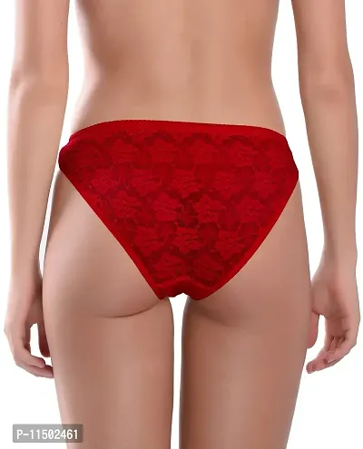 Madam Fancy Lycra Full Net Designer Girls/ Women Bikini Panty (Pack of 2) Red,Pink-thumb3