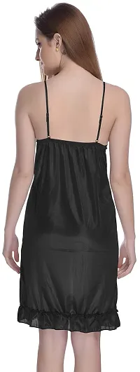 Madam Satin Nighty | Hot Dress for Honeymoon | First Night Anniversary for Women | Sexy Night Dress | Nighty for Women Black-thumb2