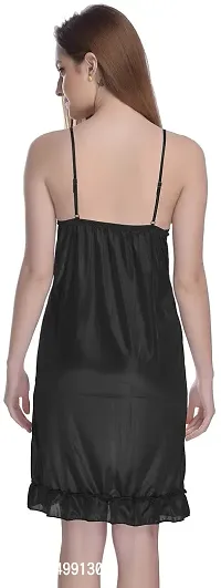 Madam Satin Nighty | Hot Dress for Honeymoon | First Night Anniversary for Women | Sexy Night Dress | Nighty for Women Black-thumb3