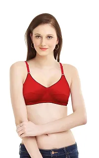 Women T-Shirt Non Padded Bra (36, Black, Red)-thumb1