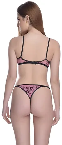 Madam Bra & Panty Set for Women ll Ladies and Girls Lingerie Set (Free Size) Pink-thumb2