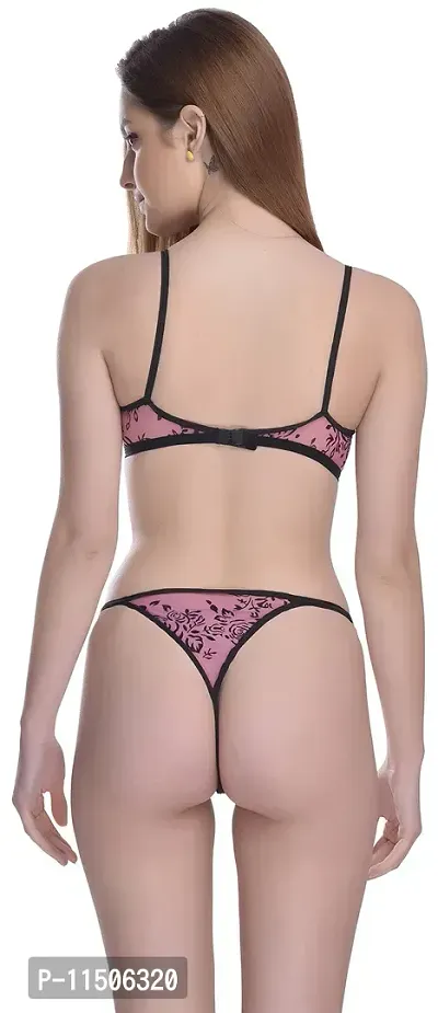 Madam Bra & Panty Set for Women ll Ladies and Girls Lingerie Set (Free Size) Pink-thumb3