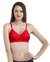 Madam Cross Over Perfect Fitted Bust Controller 100% Cotton Everyday Women's Full Coverage Bras (Pack of 1) Red-thumb1