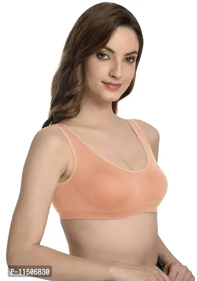 Madam Air Bra, Sports Bra, Stretchable Non-Padded and Non-Wired Bra for Women and Girls,Free Size (Pack of 1) Peach-thumb4