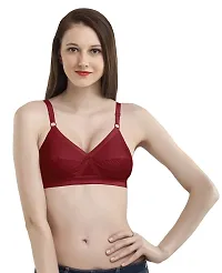 Madam Cross Over Perfect Fitted Bust Controller 100% Cotton Everyday Women's Full Coverage Bras (Pack of 1) Maroon-thumb1