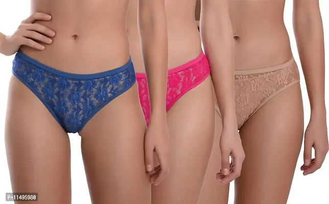 Madam Women's and Girls Lace Bikini Panty (Pack of 3)-thumb0