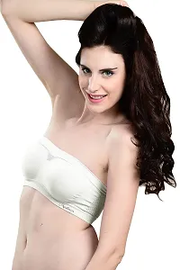 Madam Women's & Girls Silky Smooth Bandeau Stretch Seamless Strapless Tube Bra (Pack of 2) White,Black-thumb2