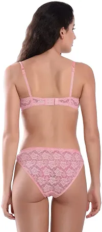 Madam PremiumFull Net Bridal Honeymoon Bikini Bra & Panty Set ( Pack of 1) Baby Pink-thumb2