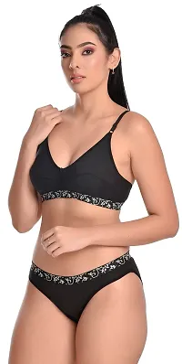 Madam Designer Bra & Panty Set for Women ll Ladies and Girls Lingerie Set Black-thumb1