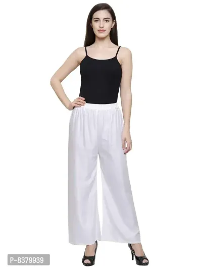 Buy YOLKI RAYON PALAZZO PARALLEL PANT WHITE COLOR SIZE XL TO 5XL
