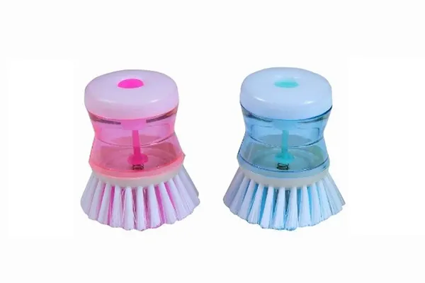 Daily Fest Dish/Washbasin Cleaning Brush with Liquid Soap Dispenser (Set of 2)