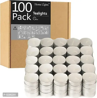 Daily Fest Unscented Tea Lights Candles in Bulk | 100 White, Smokeless, Dripless Paraffin Tea Candles | Small Votive Mini Tealight Candles for Home, Pool, Shabbat, Weddings  Emergency (Set of 100)-thumb0