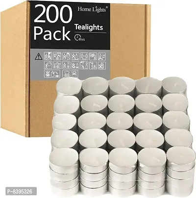 Daily Fest Unscented Tea Lights Candles in Bulk | 200 White, Smokeless, Dripless Paraffin Tea Candles | Small Votive Mini Tealight Candles for Home, Pool, Shabbat, Weddings  Emergency - 200 Pack-thumb0