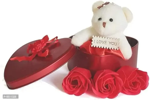 Heart Shape Red Color Box with Teddy Bear, Decorative Box with lids luxury Durable flowers Packaging box, Valentines Day, Graduations, Birthdays, Bridesmaids Gifts and More-thumb0