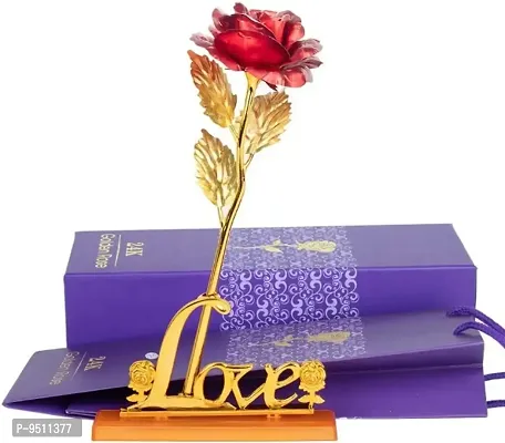 24 K Foil Plated Vallentines Day Special Rose(Red)-thumb0