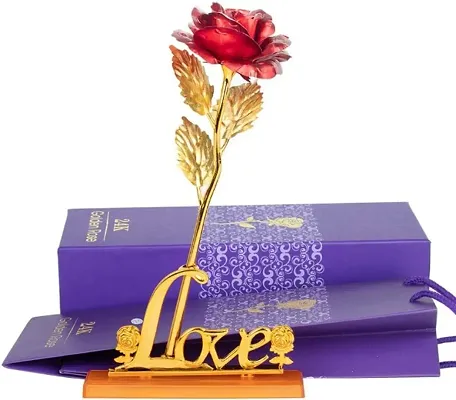 24 K Foil Plated Vallentines Day Special Rose(Red)
