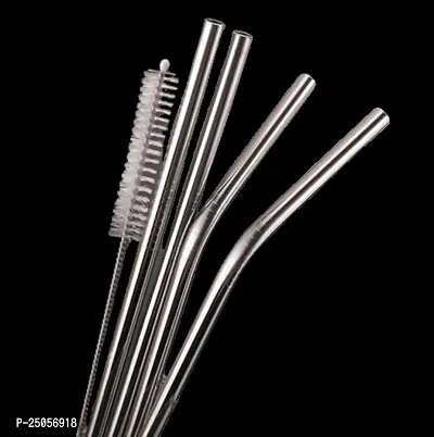 Divviks  Stainless Steel Straws for Drinking with 1 Cleaning Brush Pack of 5 Pieces, L